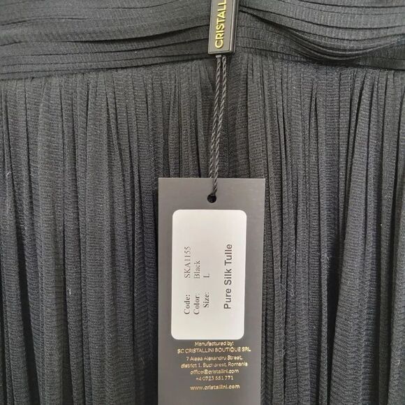 Cristallini Long Sleeve Silk Tulle Dress, Black L - Picture 12 of 12